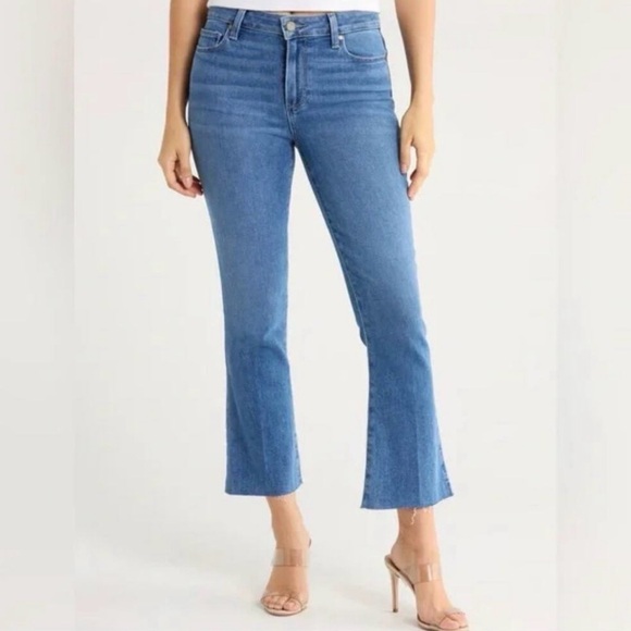 PAIGE Denim - PAIGE Rory Crop Flare Jeans Raw Hem Frayed Ankle Signa Wash 26